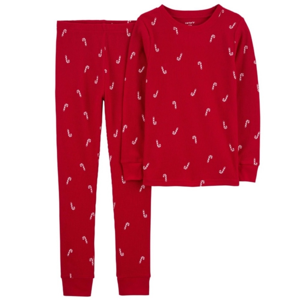 Carter's Ribbed Thermal Christmas Candy Cane Shirt & Pants Pajamas Kid’s 12 NWT